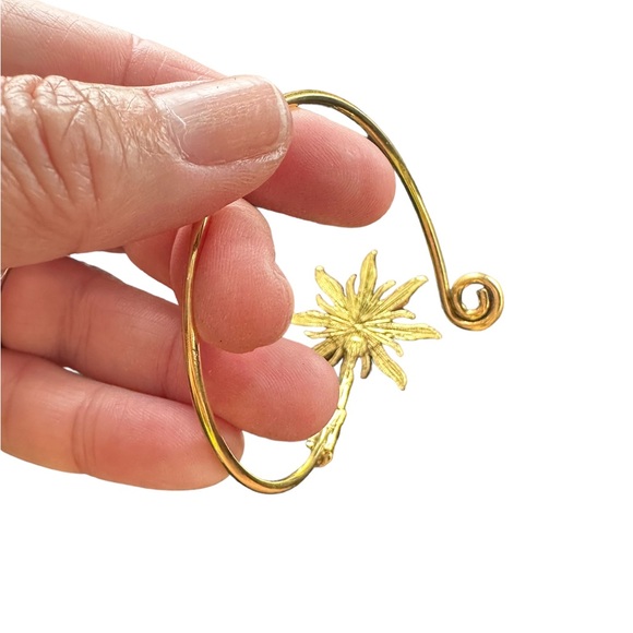 Vintage Gold and Turquoise Sunflower Wrap Bracelet - Picture 6 of 6